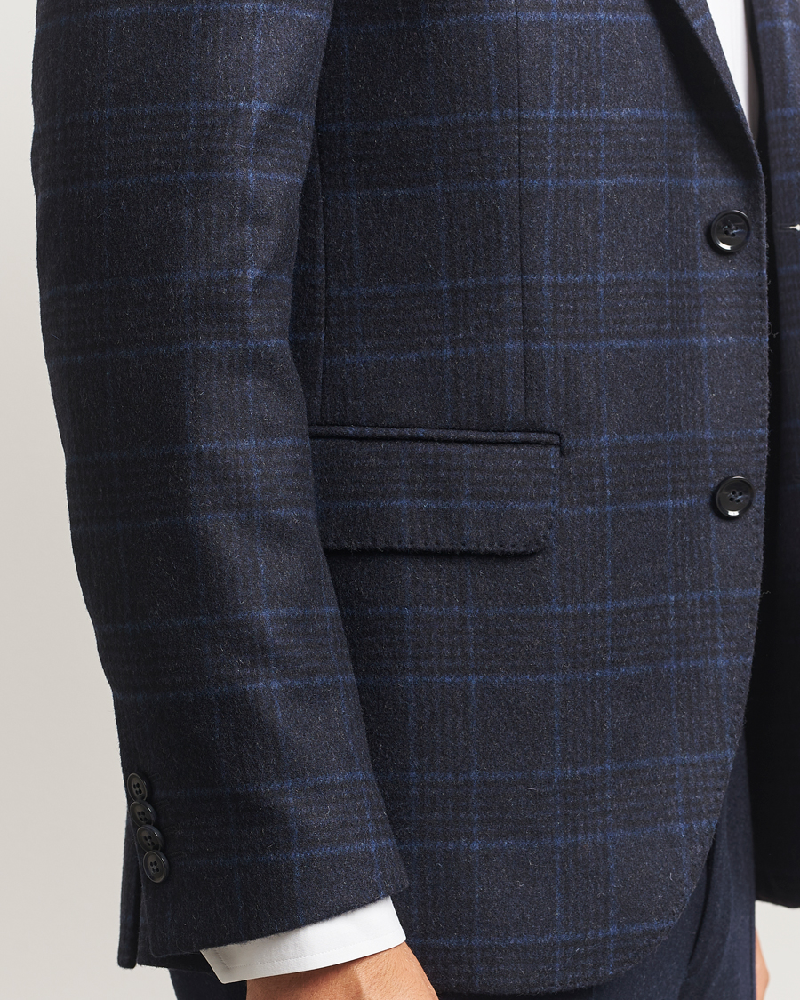 Men | Blazers | Oscar Jacobson | Fogerty Checked Wool Blazer Navy