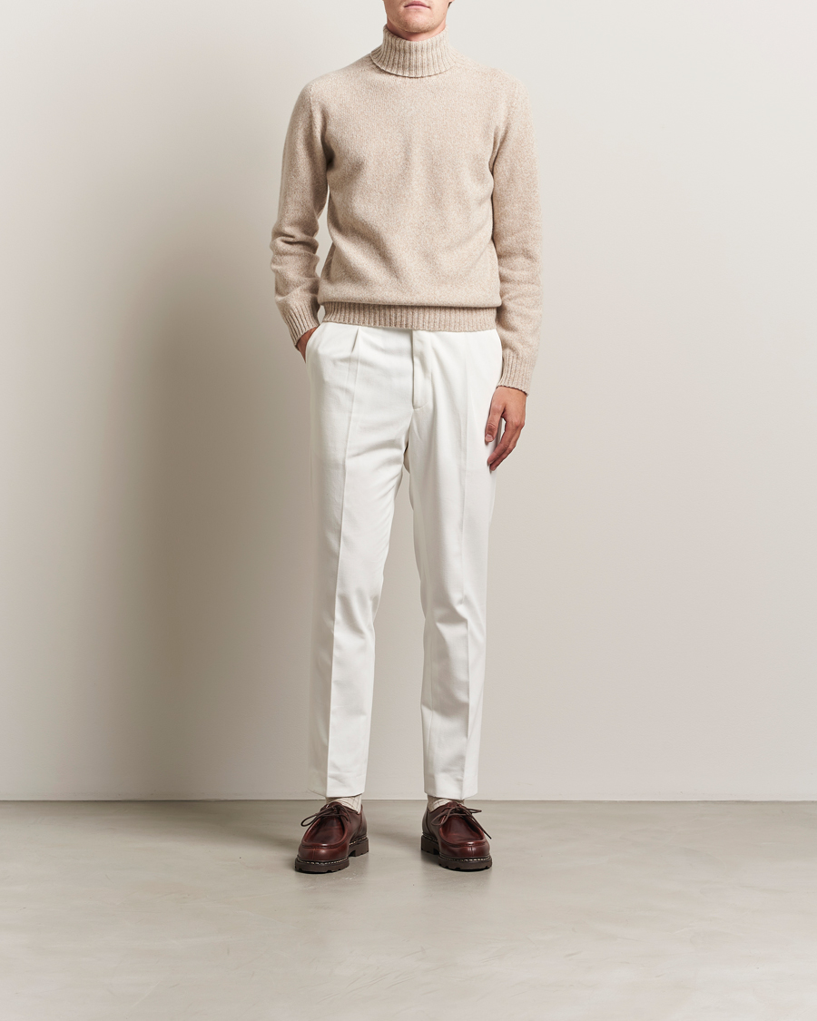 Men | Trousers | Oscar Jacobson | Delon Brushed Cotton Trousers White