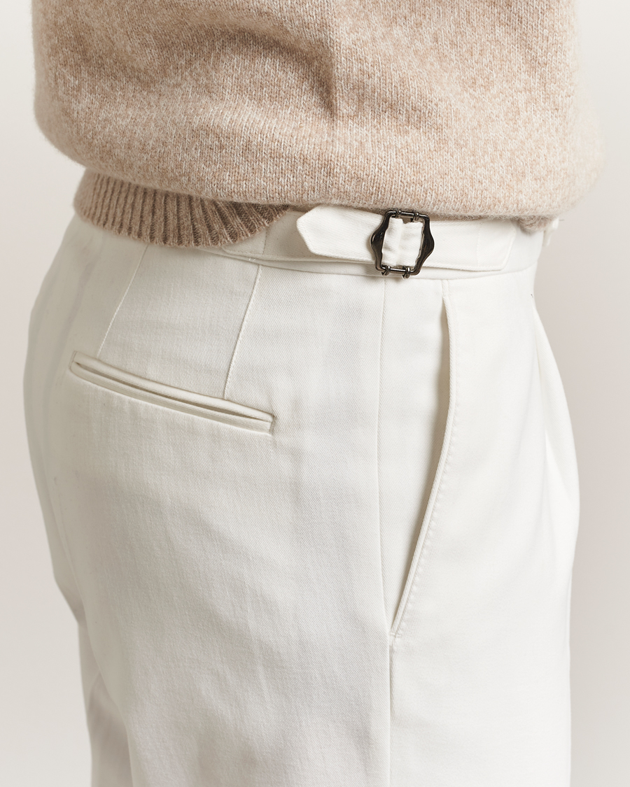 Men | Trousers | Oscar Jacobson | Delon Brushed Cotton Trousers White