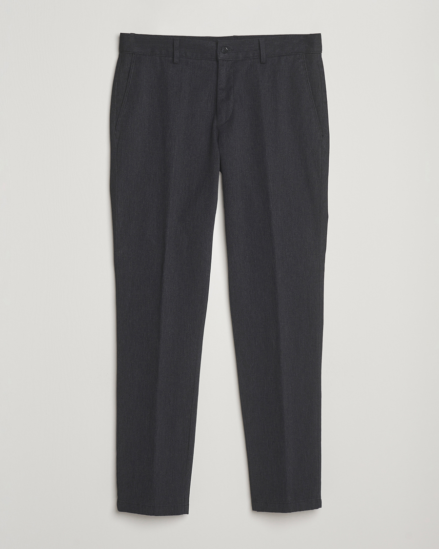 Men | Trousers | Oscar Jacobson | Denz Brushed Melange Trousers Charcoal