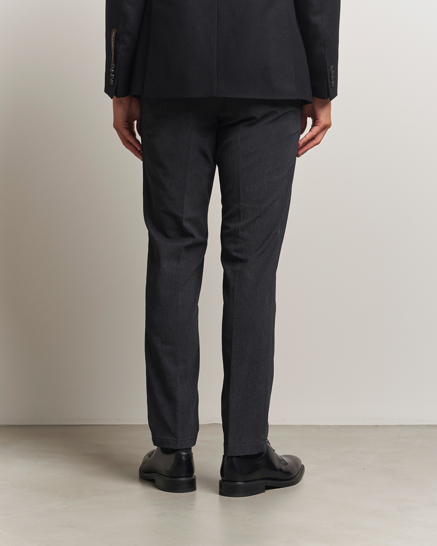 Men | Trousers | Oscar Jacobson | Denz Brushed Melange Trousers Charcoal