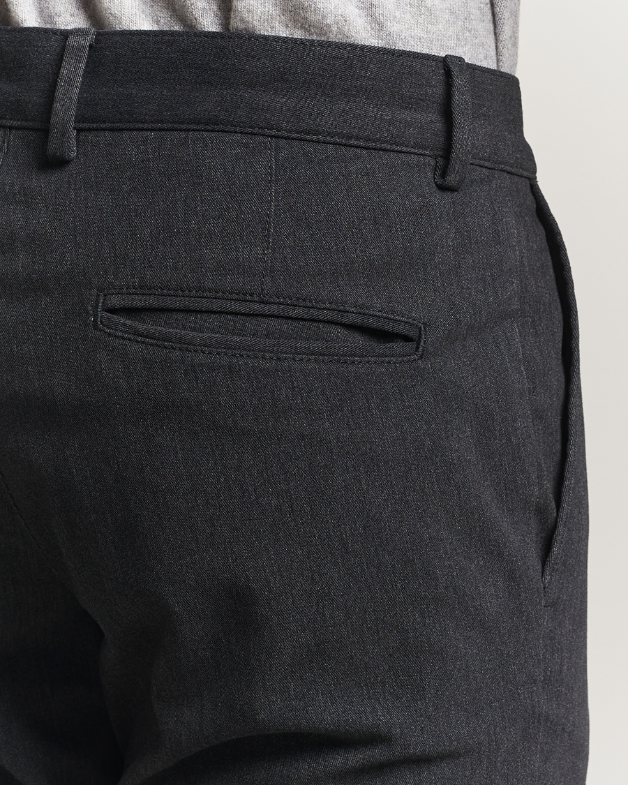 Men | Trousers | Oscar Jacobson | Denz Brushed Melange Trousers Charcoal
