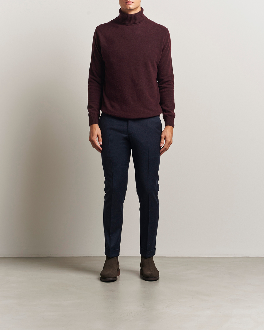 Men | Sweaters & Knitwear | Oscar Jacobson | Salim Wool/Cashmere Rollneck Burgundy