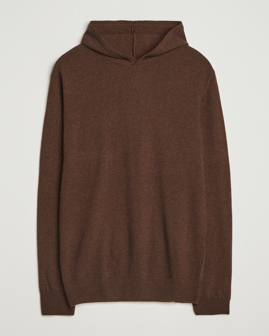 Men | Sweaters & Knitwear | Oscar Jacobson | Pascal Wool/Cashmere Hoodie Brown