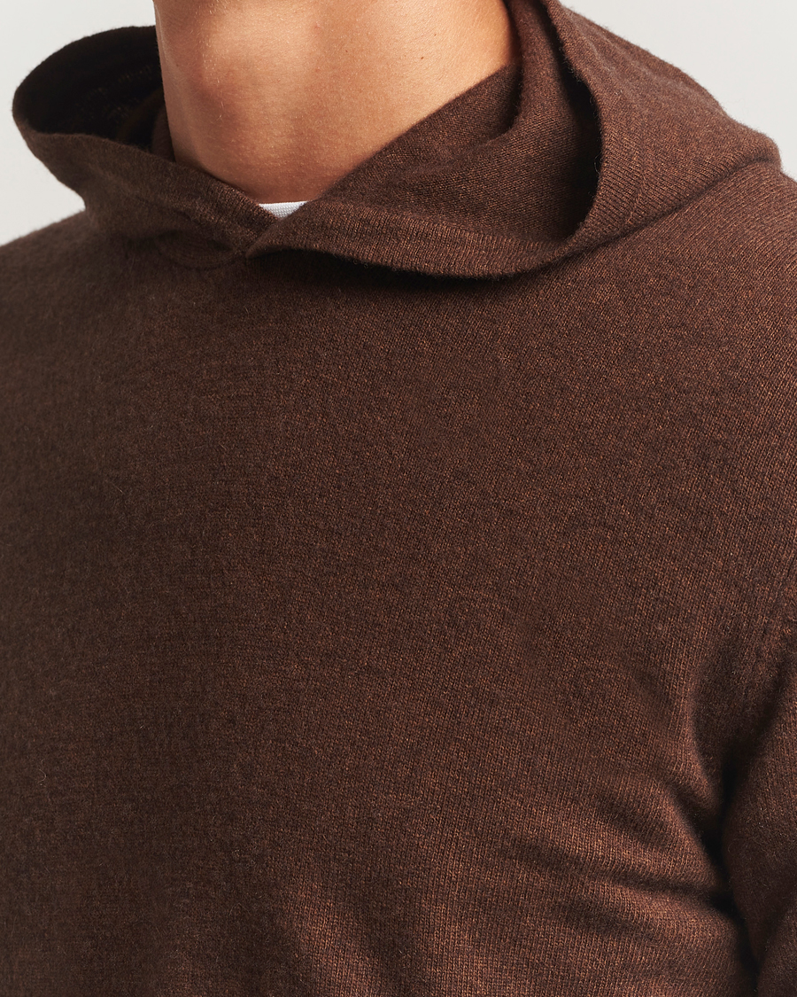 Men | Sweaters & Knitwear | Oscar Jacobson | Pascal Wool/Cashmere Hoodie Brown