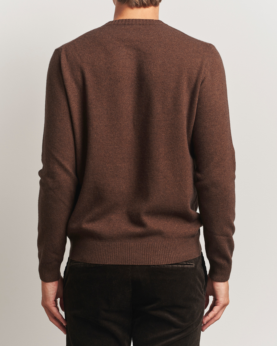Men | Sweaters & Knitwear | Oscar Jacobson | Valter Wool/Cashmere Round Neck Golden Brown