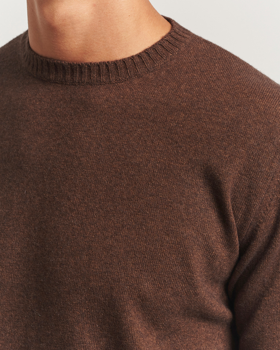 Men | Sweaters & Knitwear | Oscar Jacobson | Valter Wool/Cashmere Round Neck Golden Brown