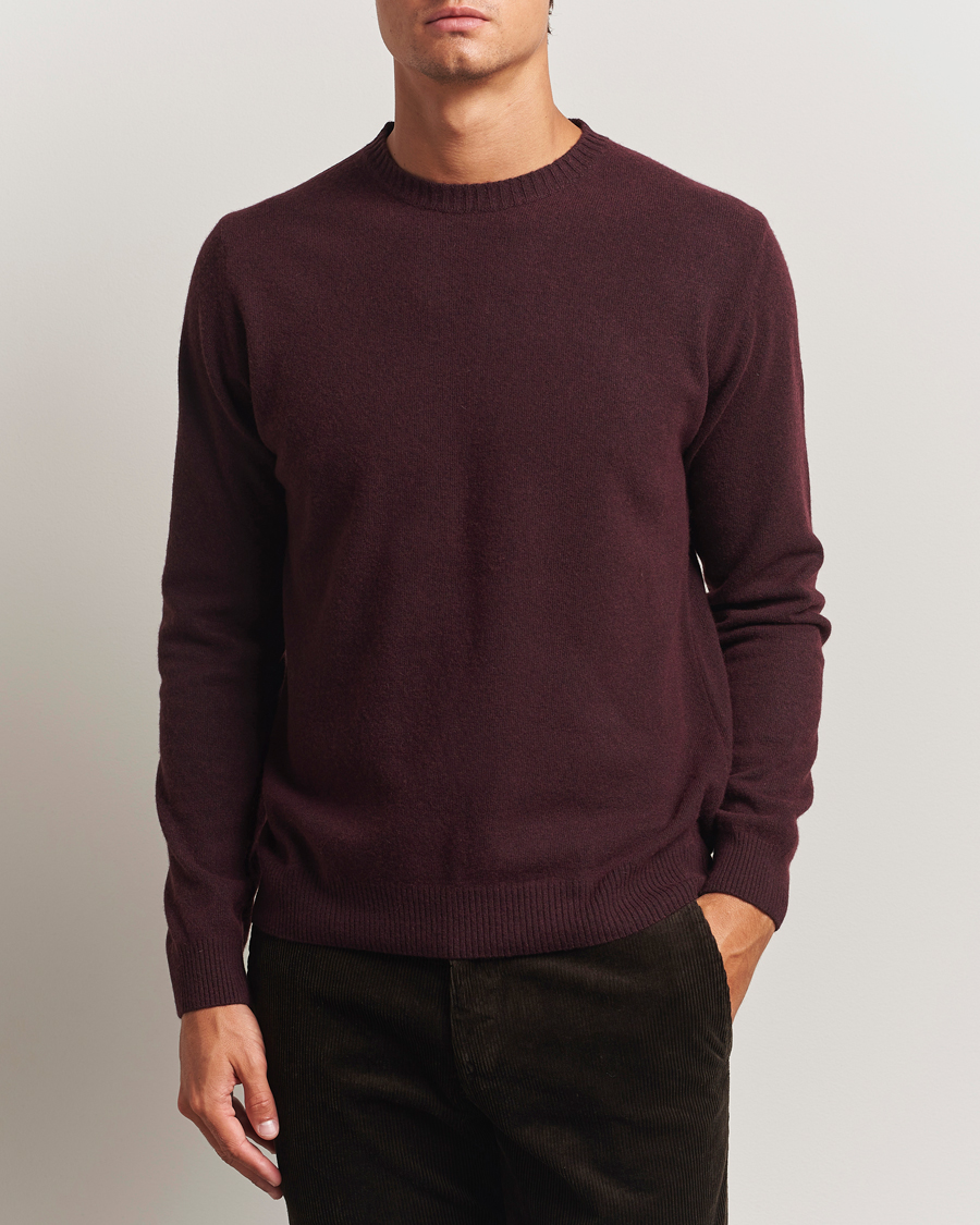 Men | Sweaters & Knitwear | Oscar Jacobson | Valter Wool/Cashmere Round Neck Burgundy