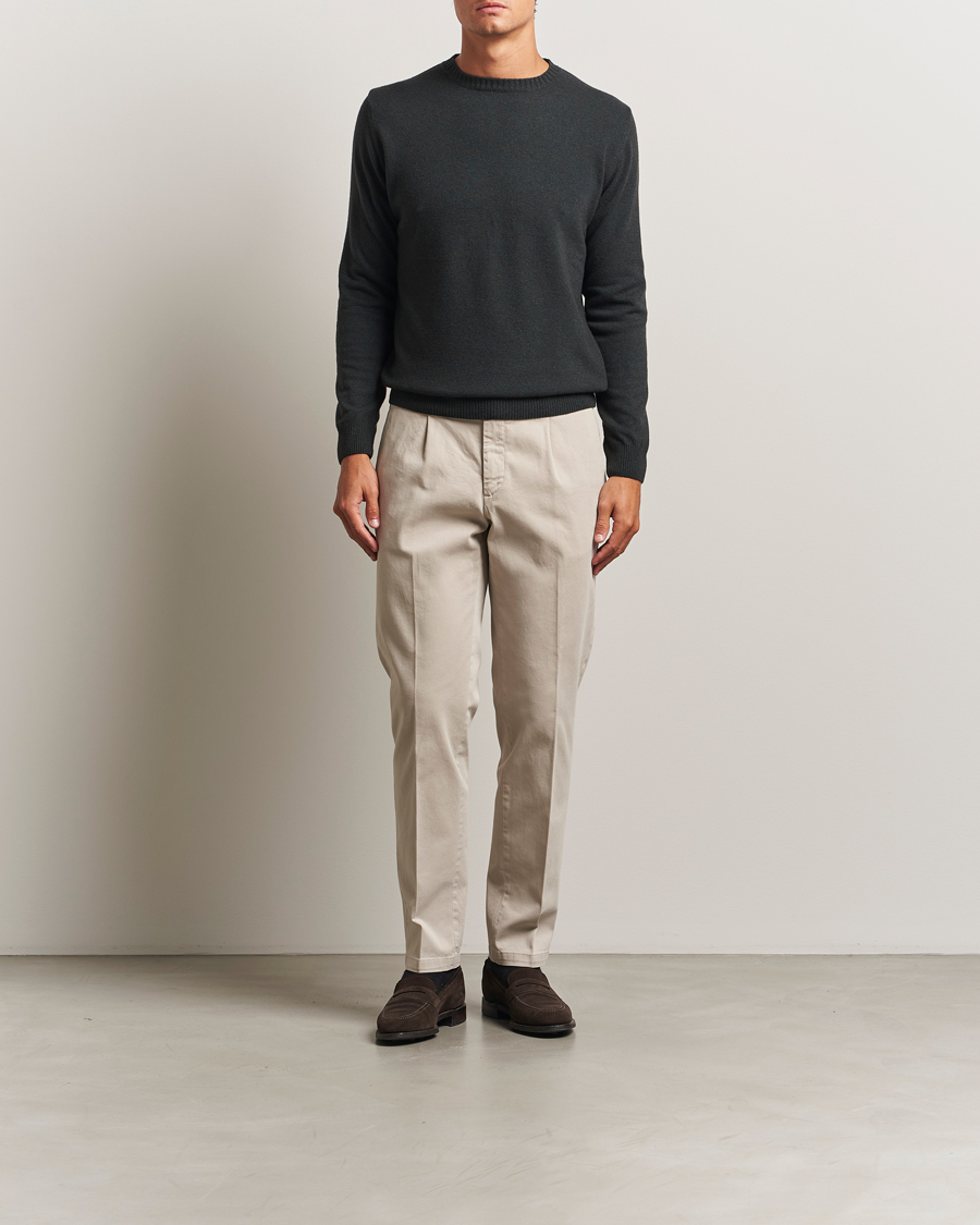 Men | Sweaters & Knitwear | Oscar Jacobson | Valter Wool/Cashmere Round Neck Green