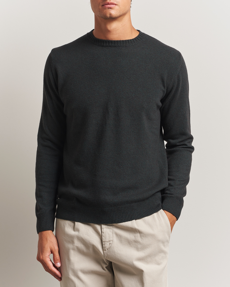 Men | Sweaters & Knitwear | Oscar Jacobson | Valter Wool/Cashmere Round Neck Green