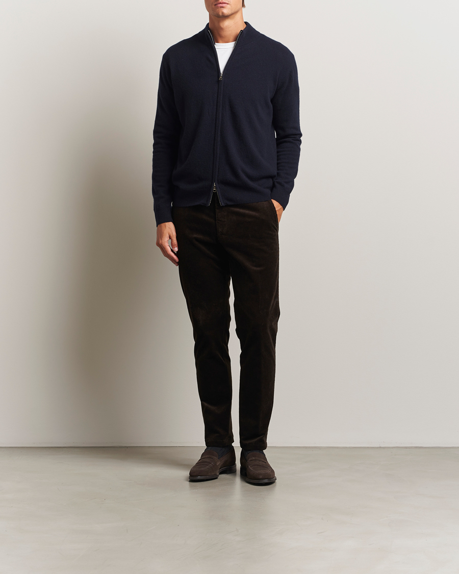 Men | Sweaters & Knitwear | Oscar Jacobson | Seb Wool/Cashmere Full Zip Navy