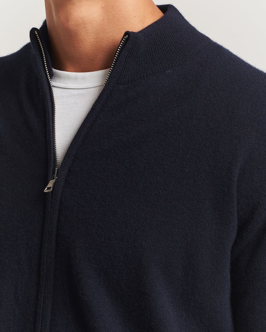 Men | Sweaters & Knitwear | Oscar Jacobson | Seb Wool/Cashmere Full Zip Navy
