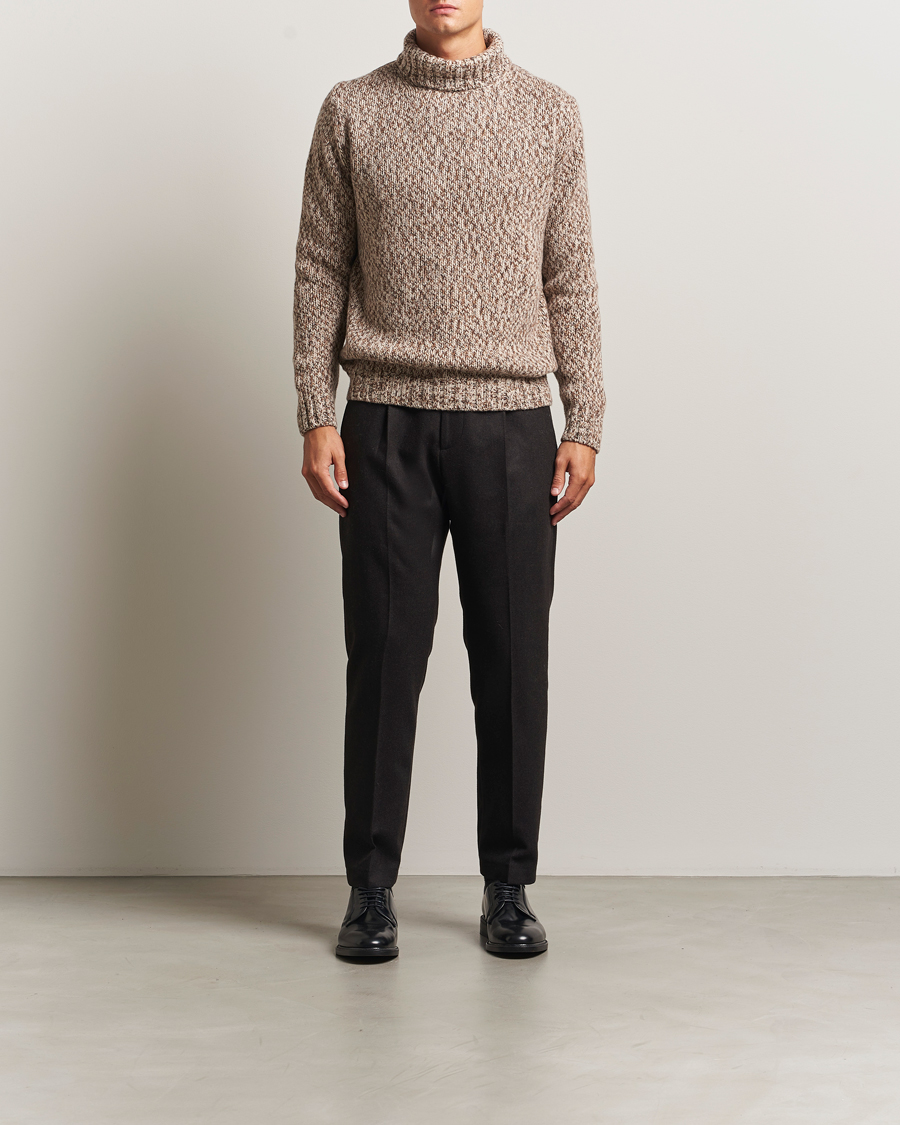 Men | Sweaters & Knitwear | Oscar Jacobson | Mika Heavy Wool/Cotton Rollneck Beige