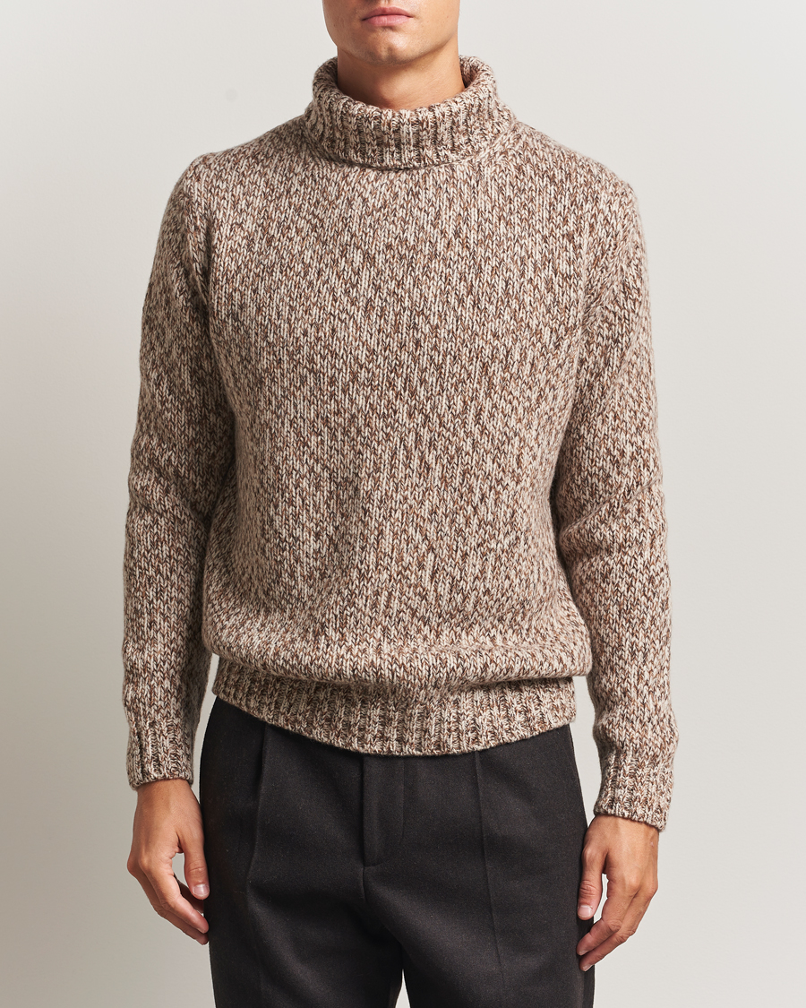Men | Sweaters & Knitwear | Oscar Jacobson | Mika Heavy Wool/Cotton Rollneck Beige