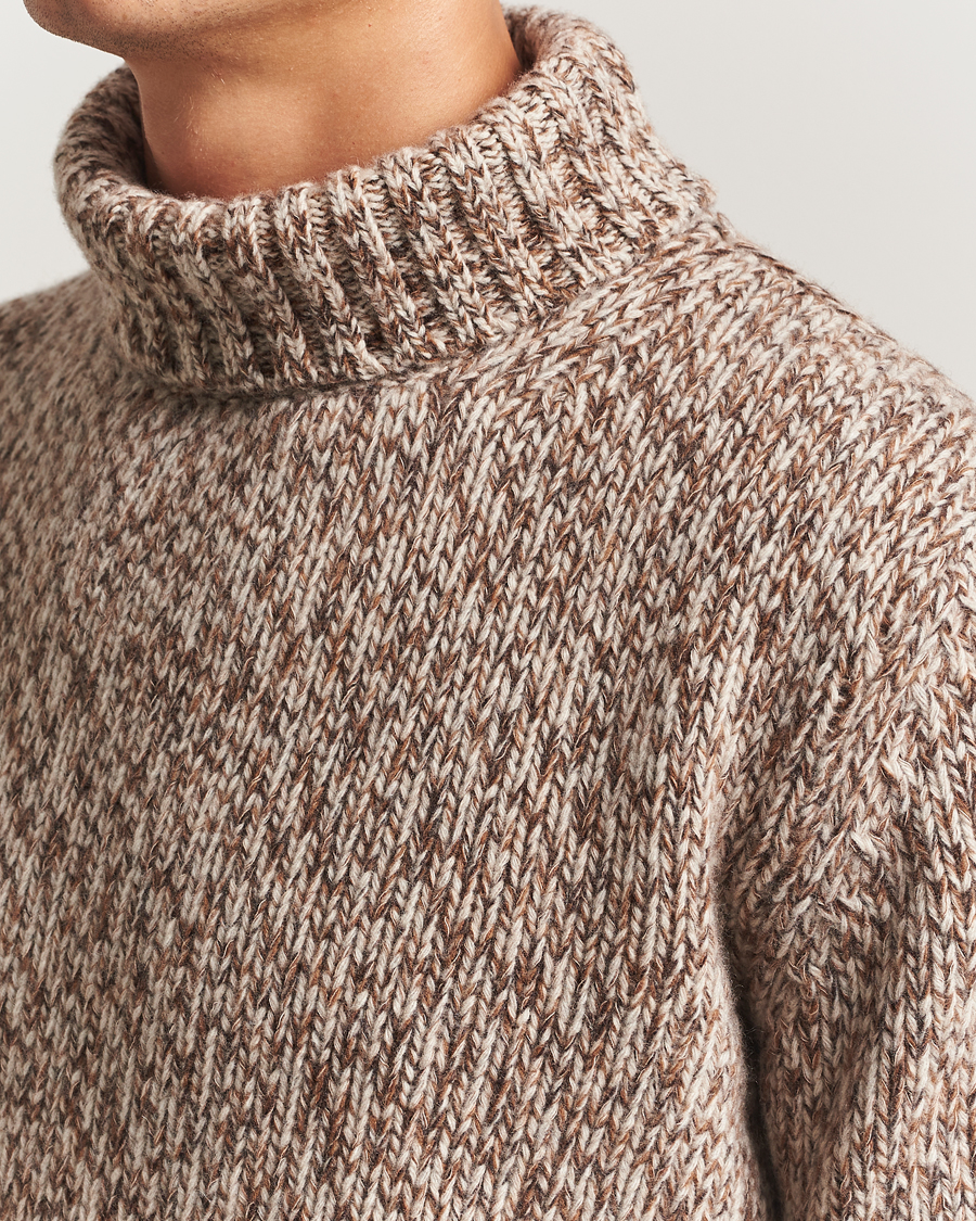 Men | Sweaters & Knitwear | Oscar Jacobson | Mika Heavy Wool/Cotton Rollneck Beige