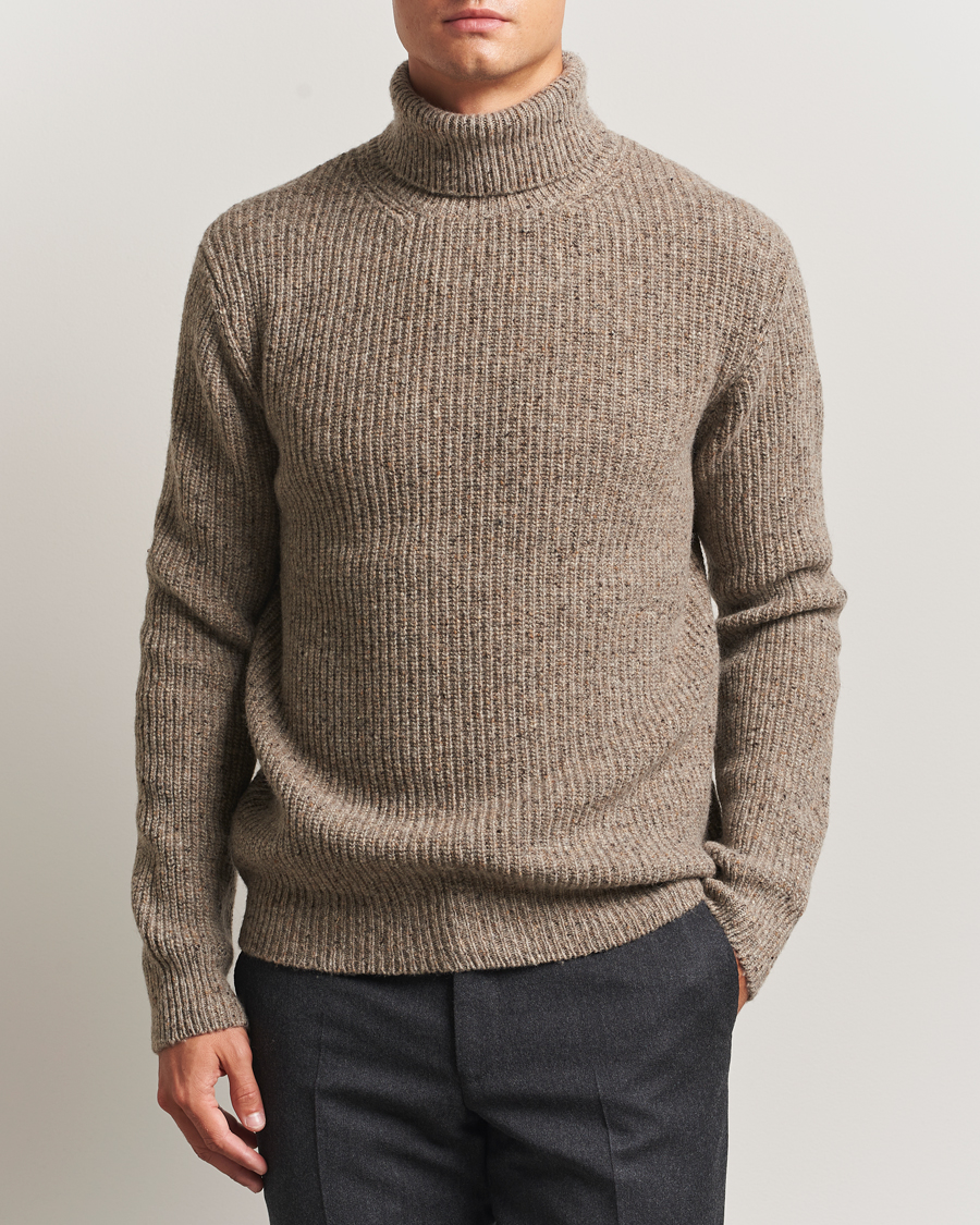 Men | Sweaters & Knitwear | Oscar Jacobson | Mika Heavy Merino Rollneck Beige