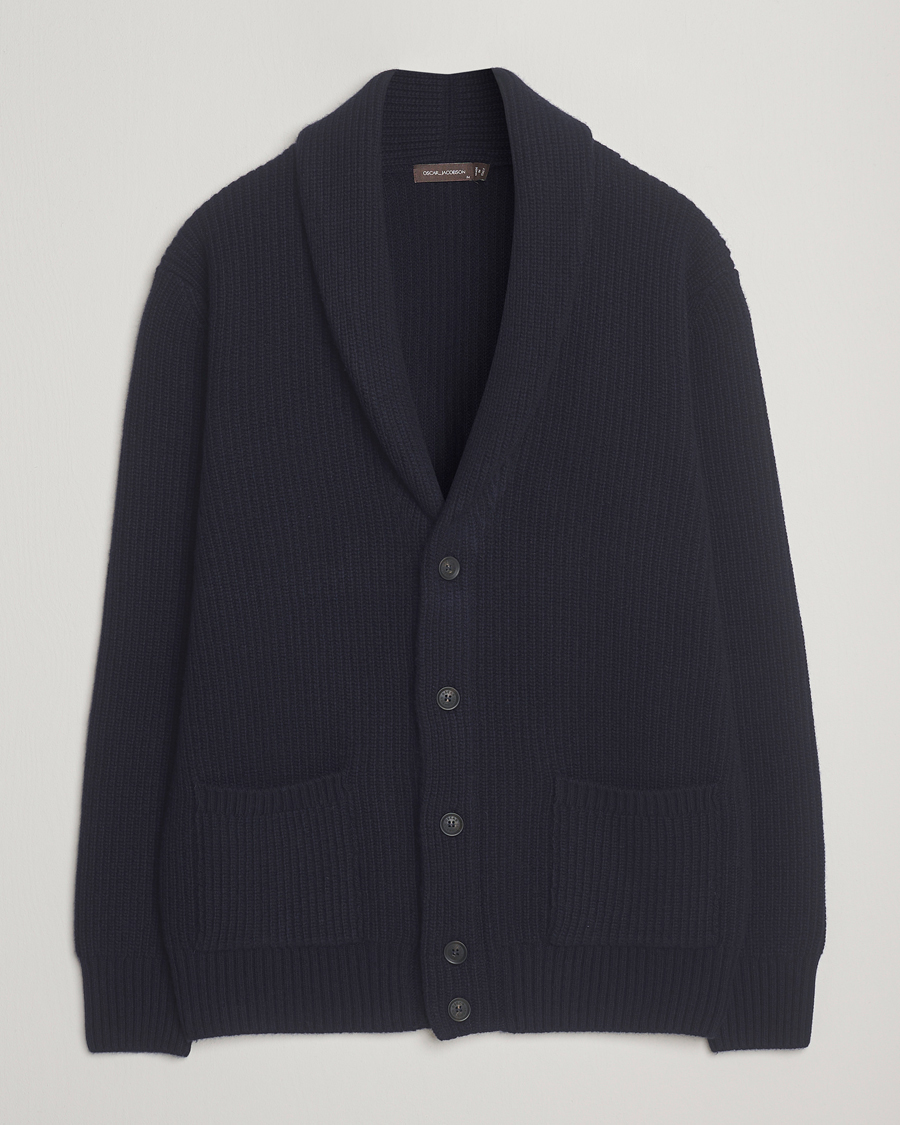 Men | Sweaters & Knitwear | Oscar Jacobson | Roland Wool Cardigan Navy