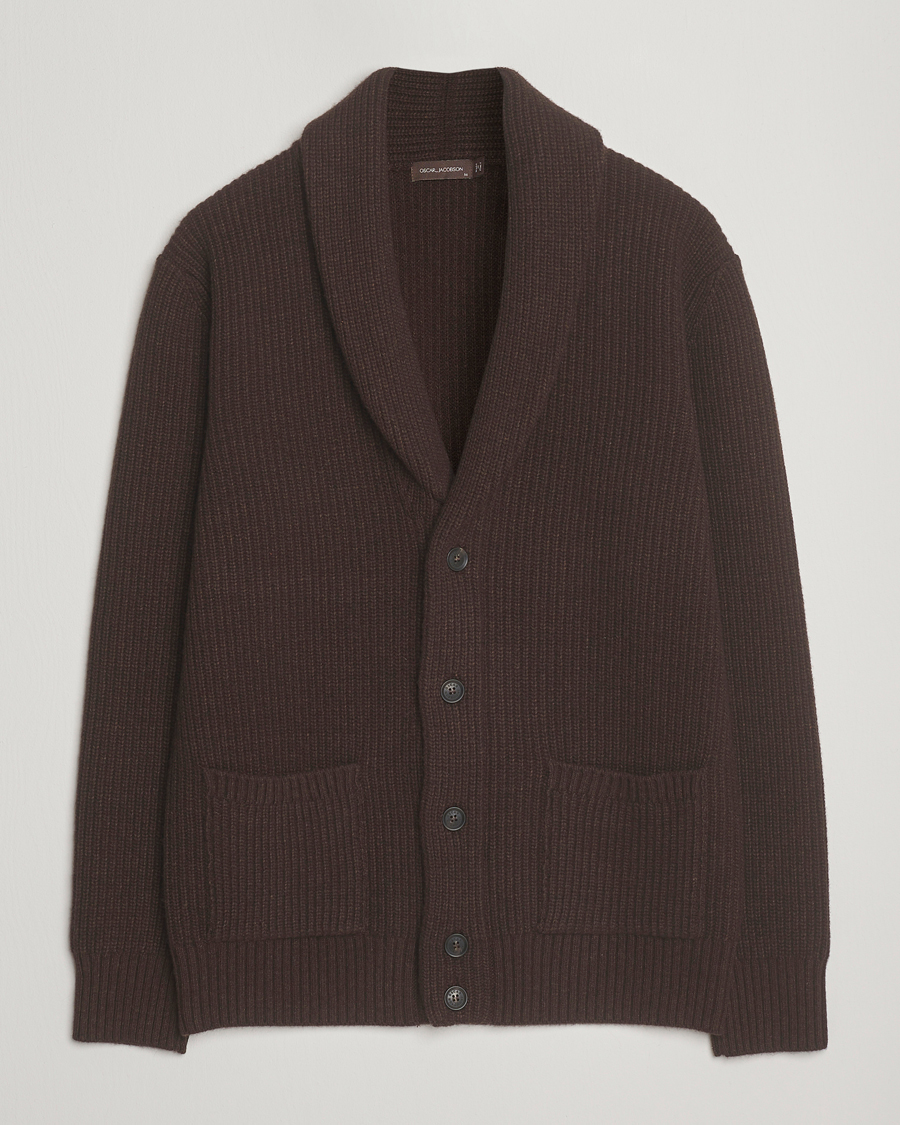 Men | Sweaters & Knitwear | Oscar Jacobson | Roland Wool Cardigan Dark Brown