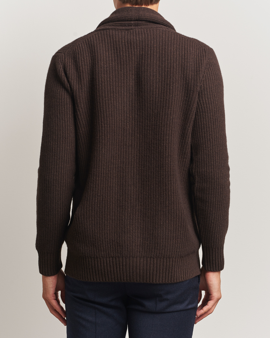 Men | Sweaters & Knitwear | Oscar Jacobson | Roland Wool Cardigan Dark Brown