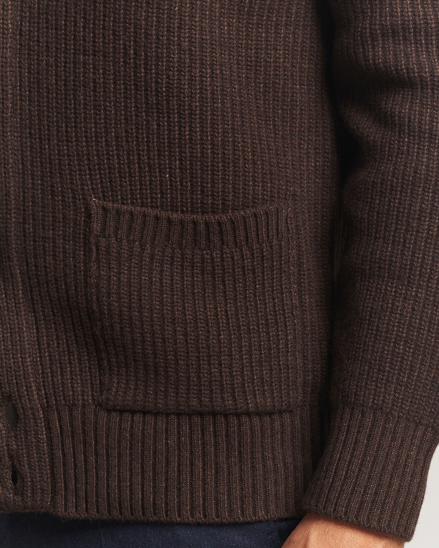 Men | Sweaters & Knitwear | Oscar Jacobson | Roland Wool Cardigan Dark Brown