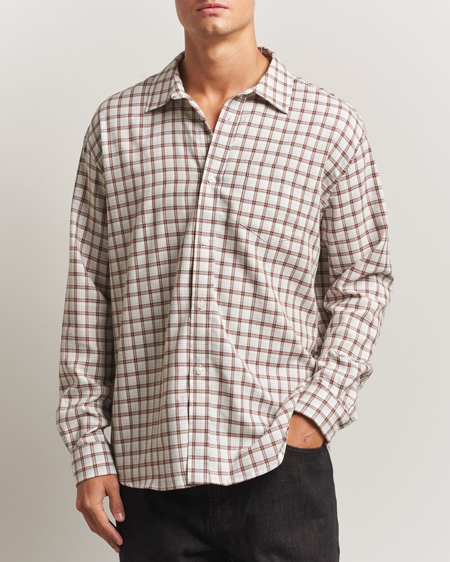 Men | Shirts | Palmes | Cotton/Merino Shirt White/Brown