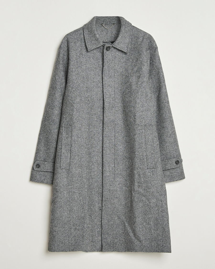 Men | Coats & Jackets | Palmes | Herringbone Wool Coat Charcoal