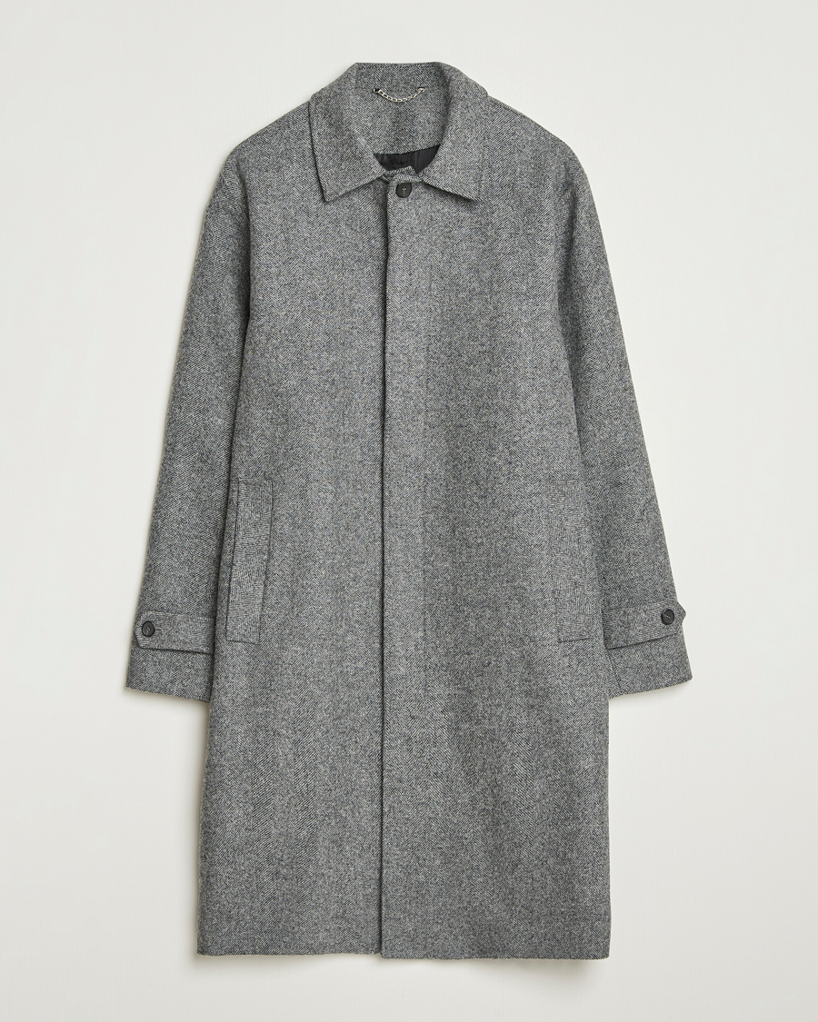 Men | Coats & Jackets | Palmes | Herringbone Wool Coat Charcoal