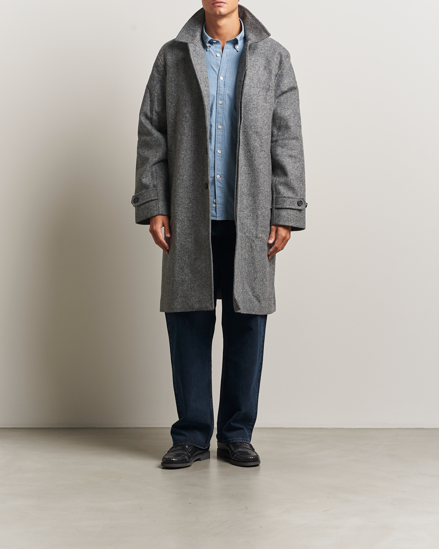 Men | Coats & Jackets | Palmes | Herringbone Wool Coat Charcoal