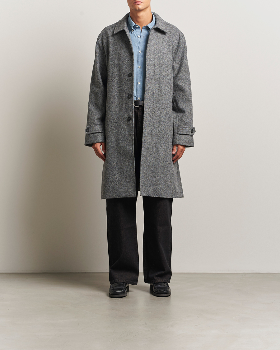 Men | Coats & Jackets | Palmes | Herringbone Wool Coat Charcoal