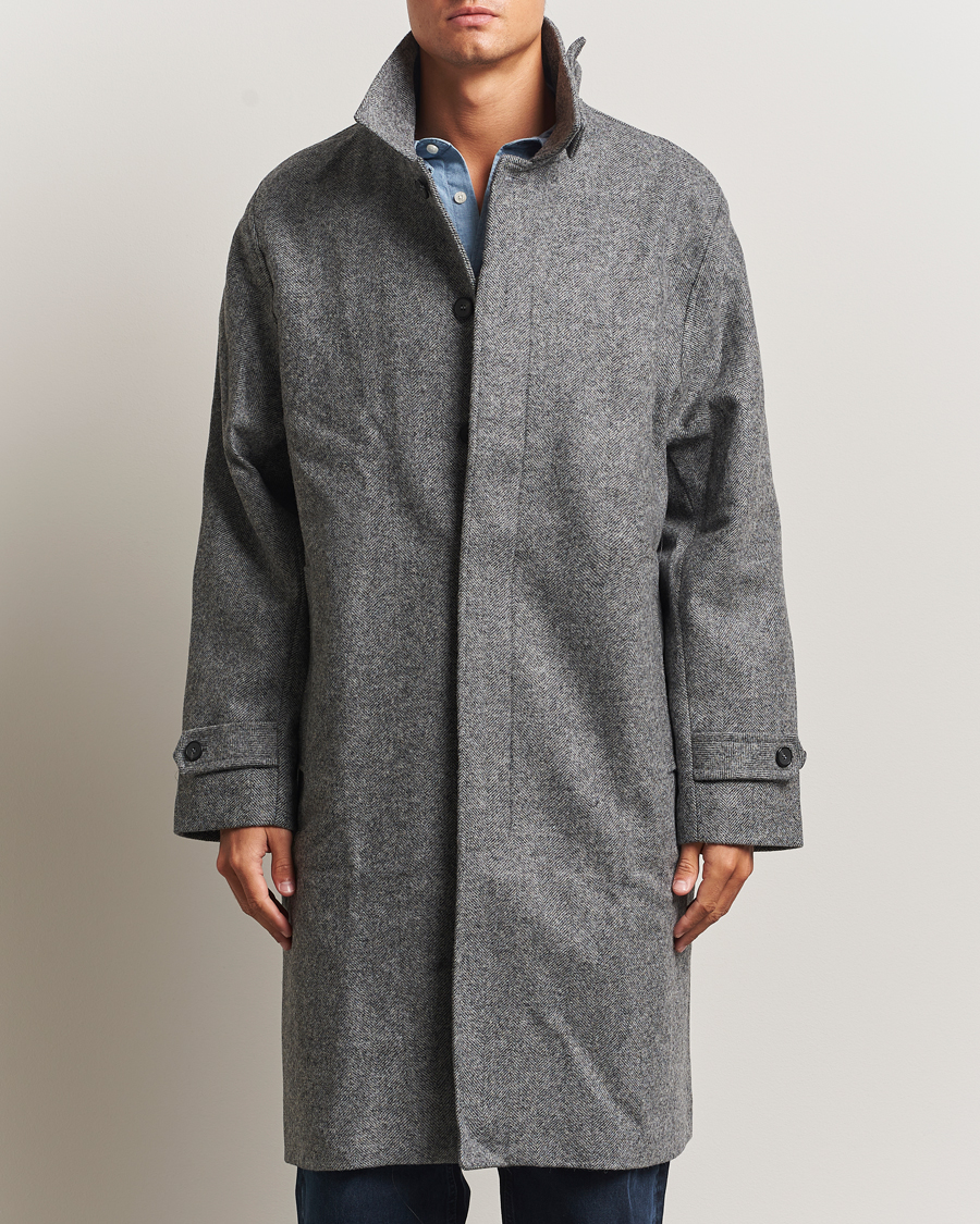 Men | Coats & Jackets | Palmes | Herringbone Wool Coat Charcoal