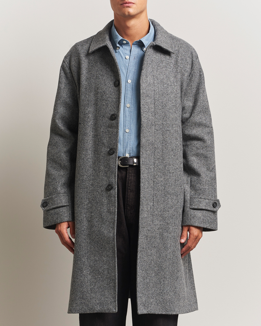 Men | Coats & Jackets | Palmes | Herringbone Wool Coat Charcoal