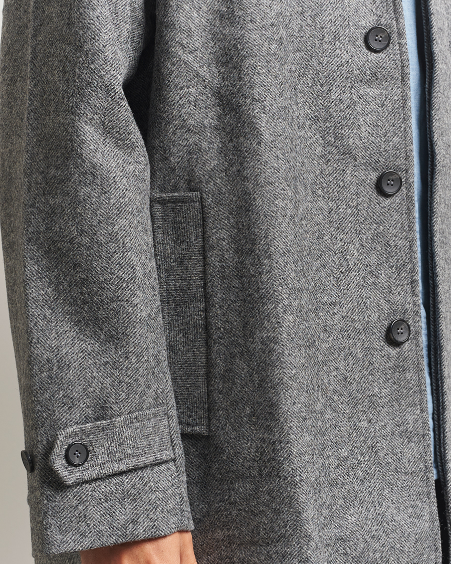 Men | Coats & Jackets | Palmes | Herringbone Wool Coat Charcoal