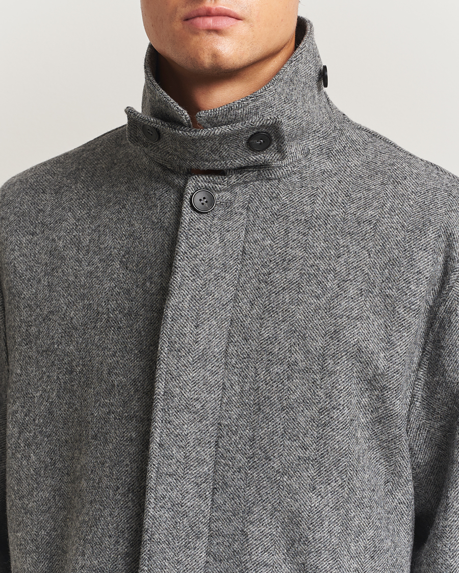 Men | Coats & Jackets | Palmes | Herringbone Wool Coat Charcoal