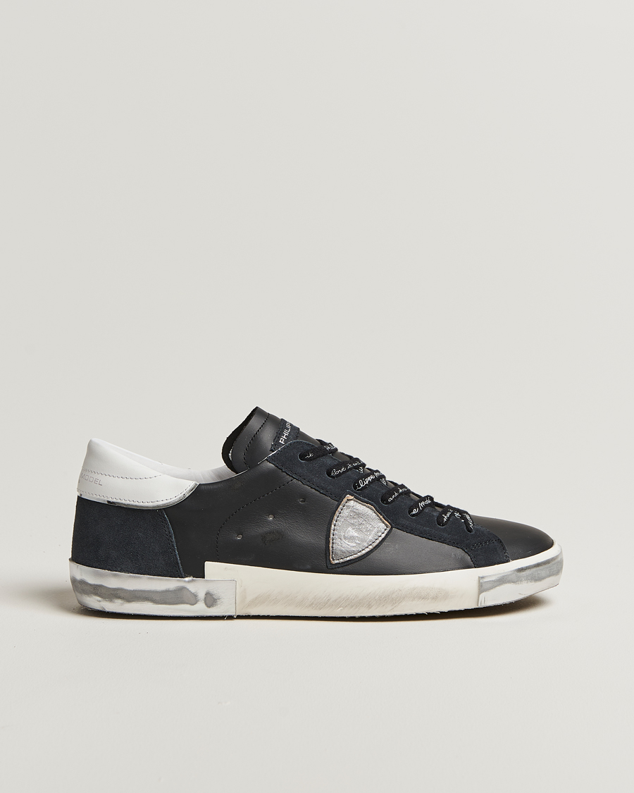 Men | Sneakers | Philippe Model | Prsx Low Top Leather Sneakers Black/Silver