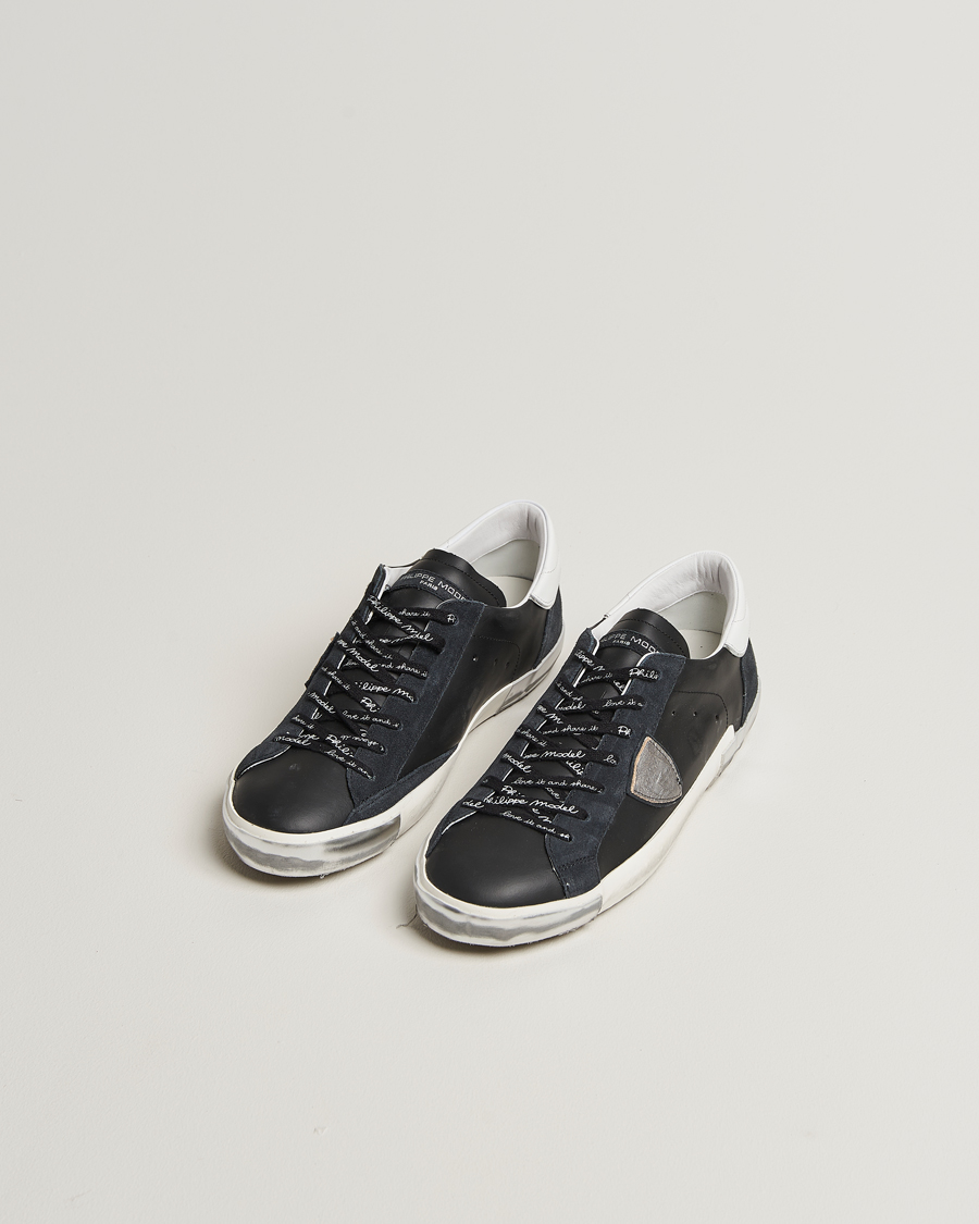 Men | Sneakers | Philippe Model | Prsx Low Top Leather Sneakers Black/Silver