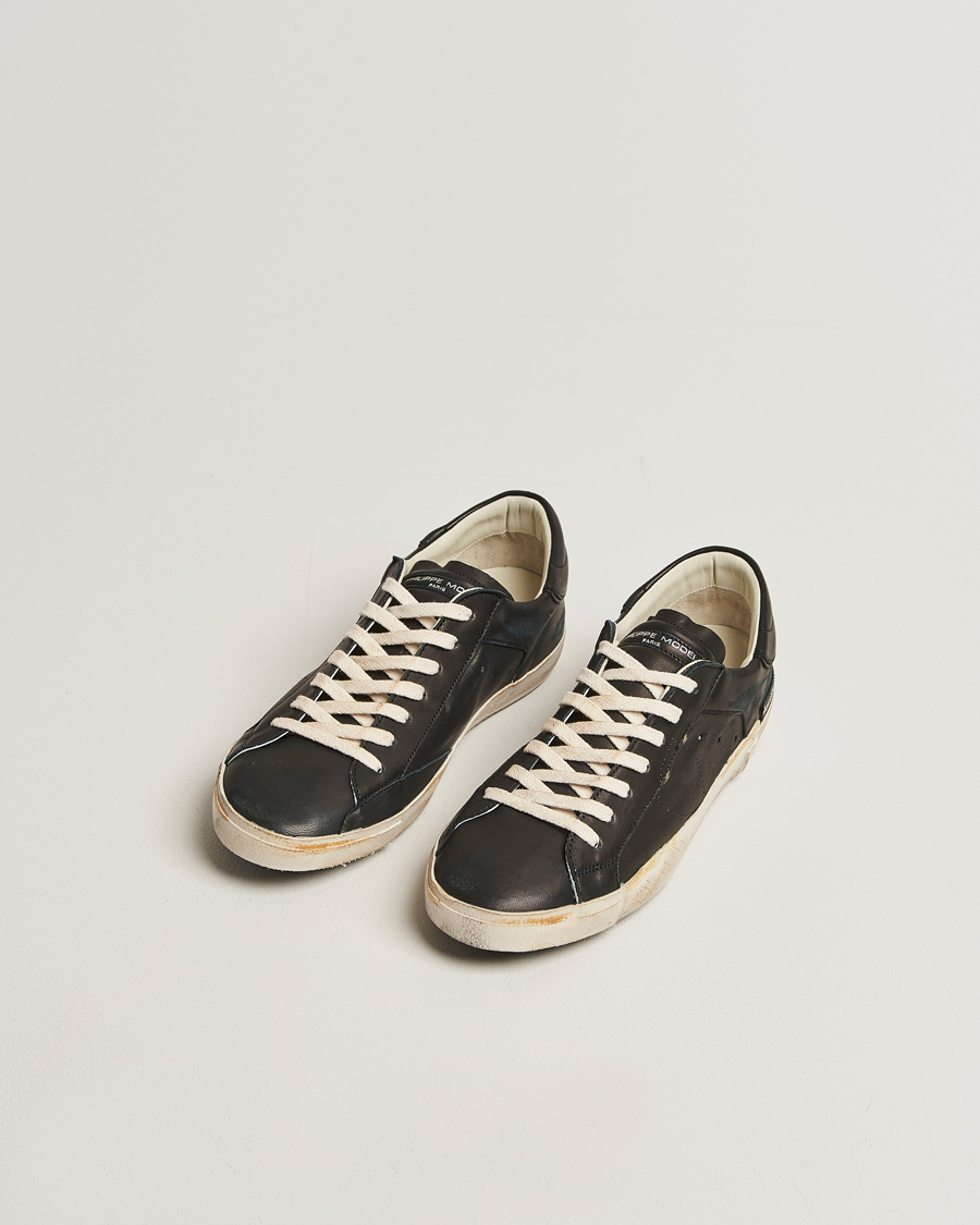 Men | Sneakers | Philippe Model | Prsx Low Top Vintage Leather Sneakers Black