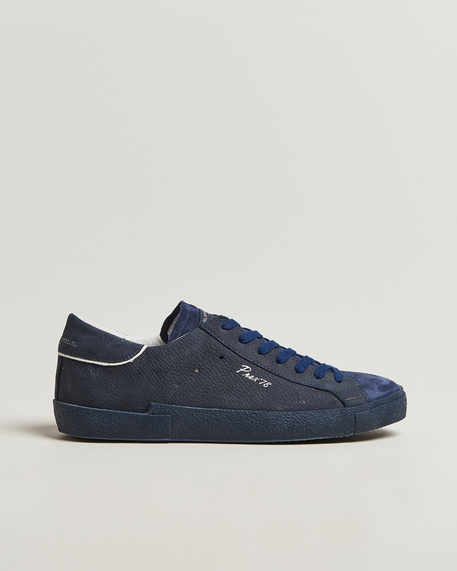 Men | Sneakers | Philippe Model | Prsx Low Top Vintage Leather Sneakers Navy