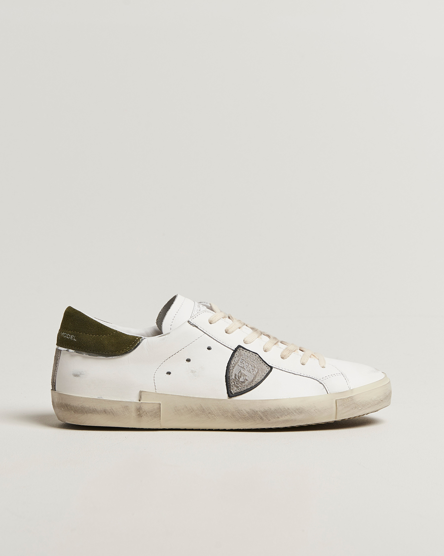 Men | Sneakers | Philippe Model | Prsx Low Top Mix Leather Sneakers White/Green