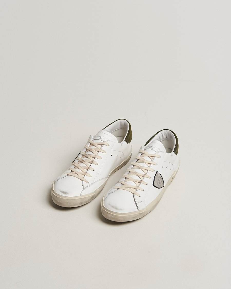 Men | Sneakers | Philippe Model | Prsx Low Top Mix Leather Sneakers White/Green