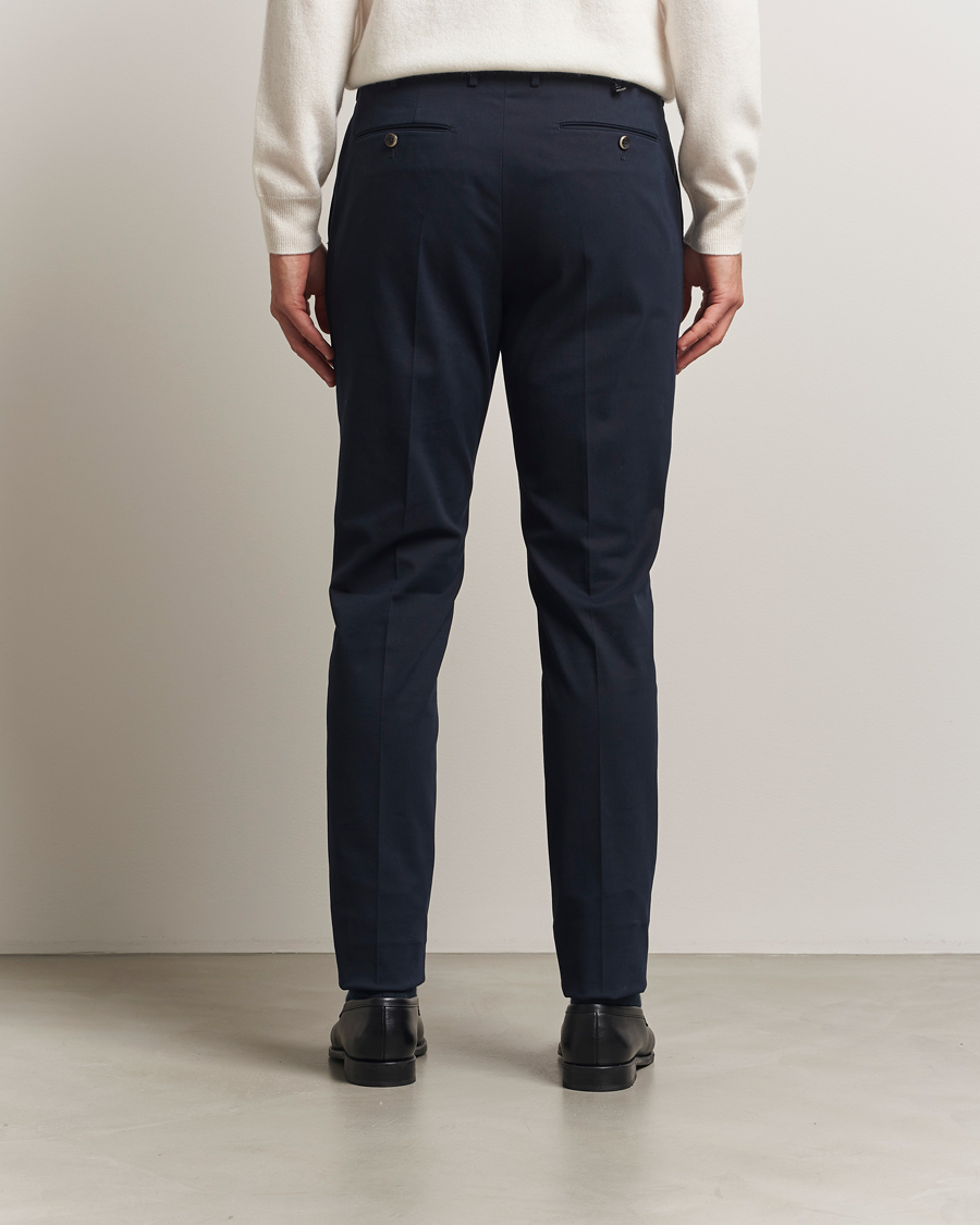 Men | Trousers | PT01 | Slim Fit Pleated Cotton/Cashmere Trousers Navy