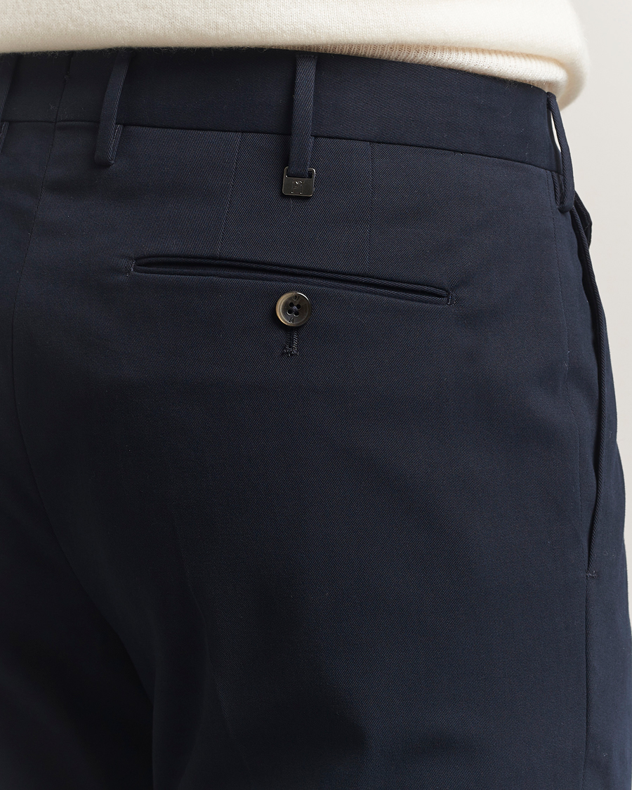 Men | Trousers | PT01 | Slim Fit Pleated Cotton/Cashmere Trousers Navy