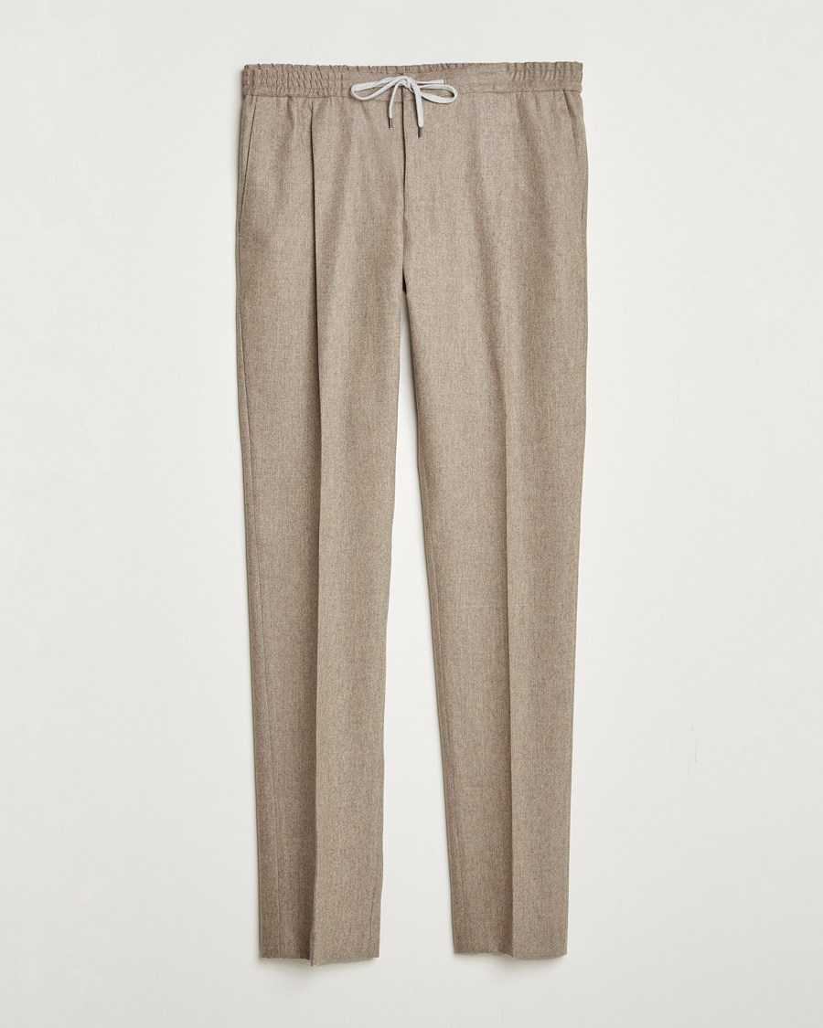 Men | Trousers | PT01 | Slim Fit Wool/Cashmere Drawstring Trousers Beige