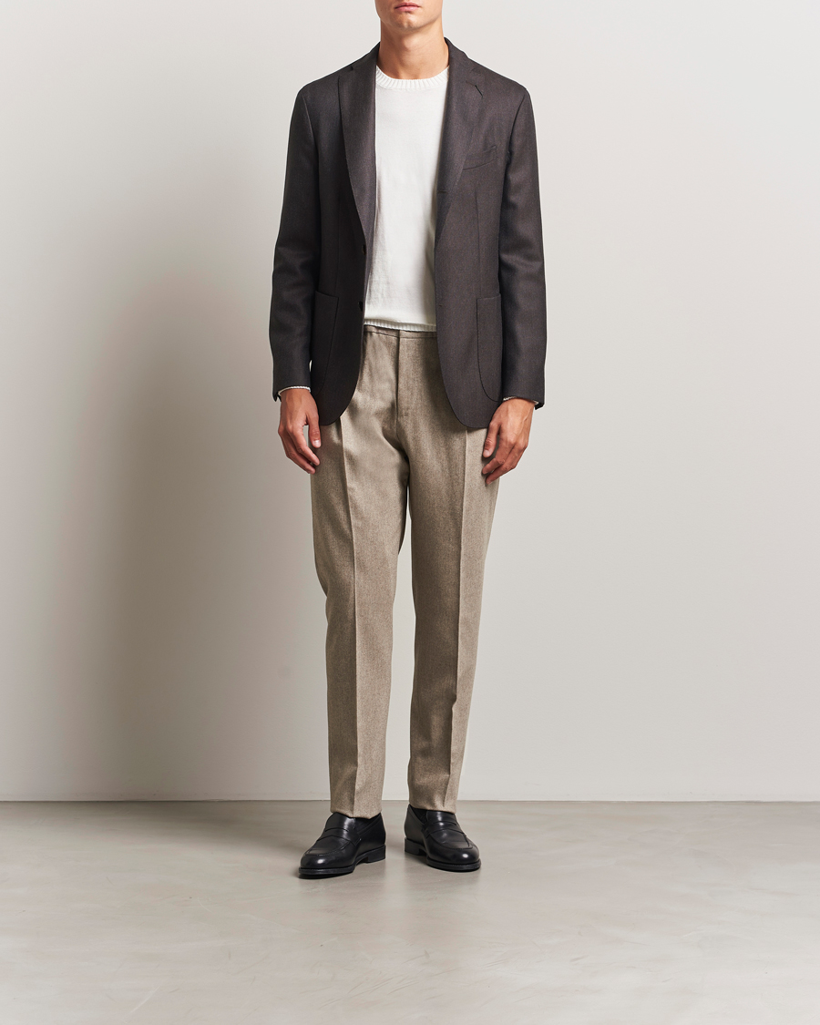 Men | Trousers | PT01 | Slim Fit Wool/Cashmere Drawstring Trousers Beige