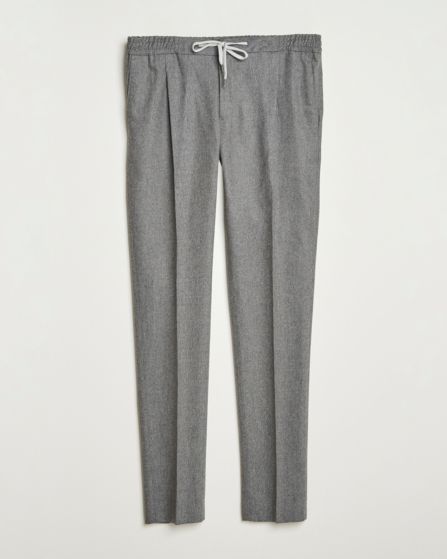 Men | Trousers | PT01 | Slim Fit Wool/Cashmere Drawstring Trousers Grey Melange