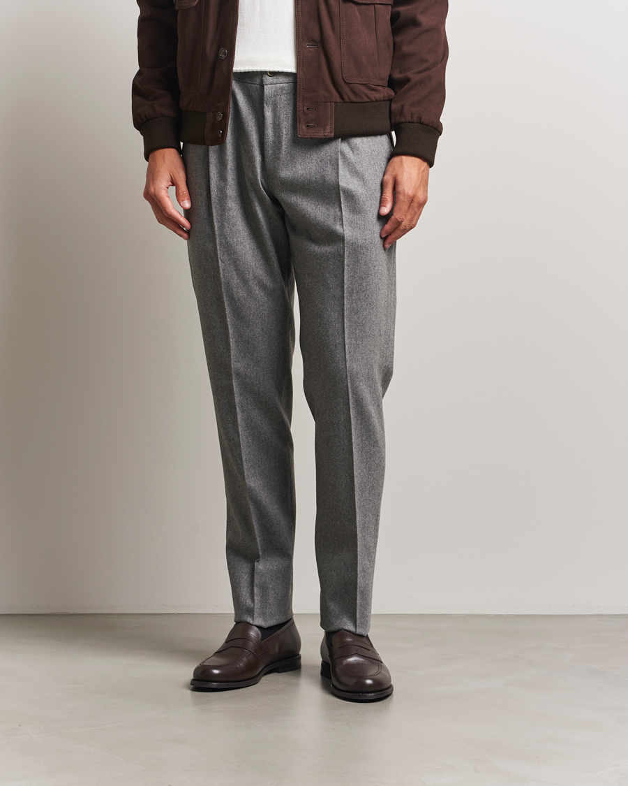Men | Trousers | PT01 | Slim Fit Wool/Cashmere Drawstring Trousers Grey Melange