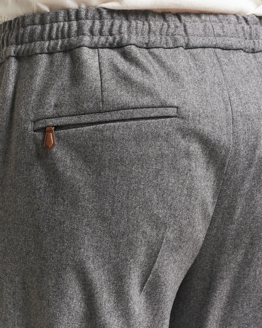 Men | Trousers | PT01 | Slim Fit Wool/Cashmere Drawstring Trousers Grey Melange