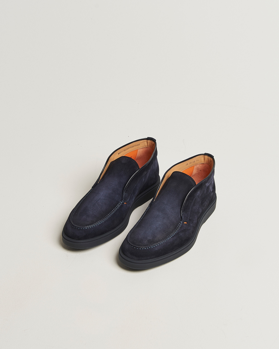 Men | Boots | Santoni | Detroit Chukka Boots Navy Suede