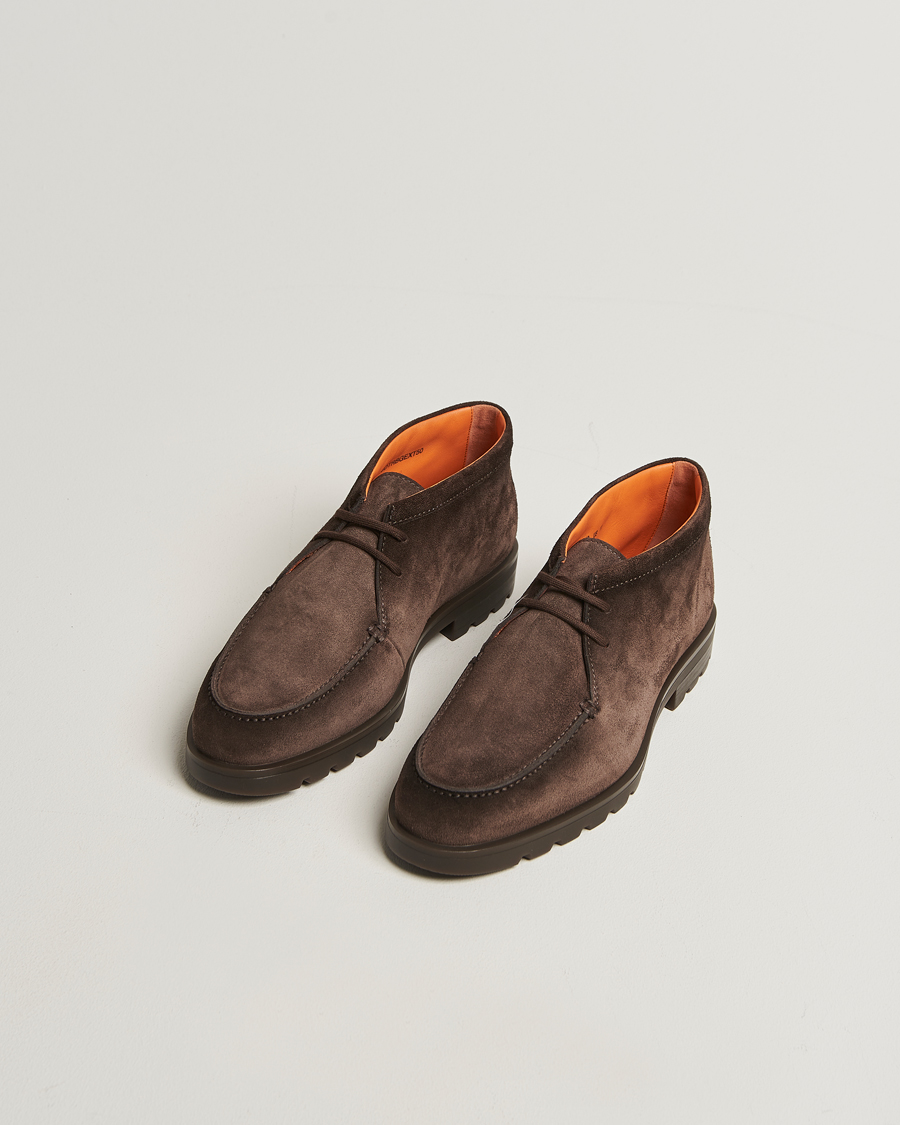 Men | Boots | Santoni | Winter Chukka Boots Dark Brown Suede