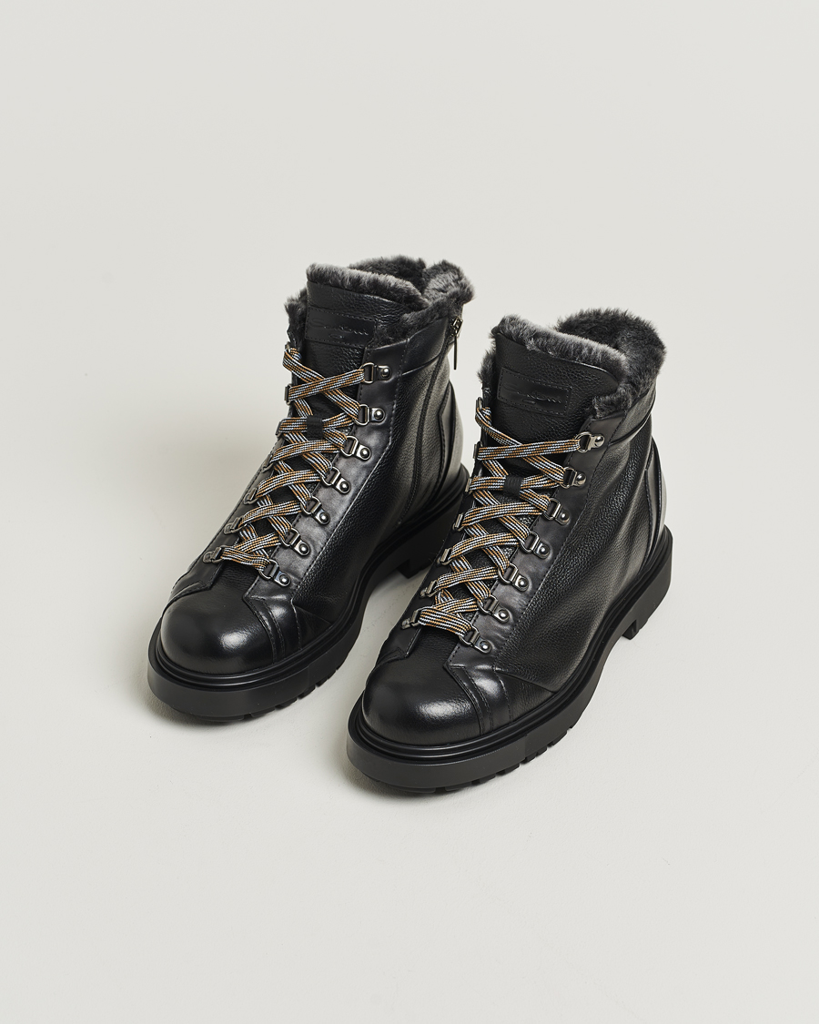 Men | Boots | Santoni | St Moritz Winter Boots Black Calf