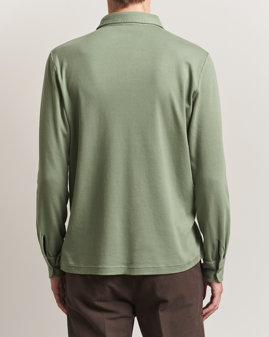 Men | Polo Shirts | Zanone | Heavy Jersey Long Sleeve Polo Sage